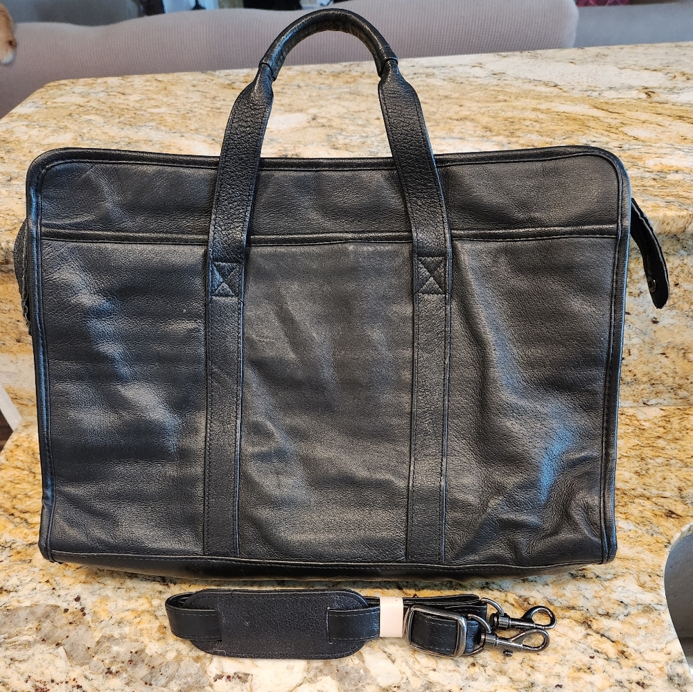 Black Leather Soft Side Briefcase Gem